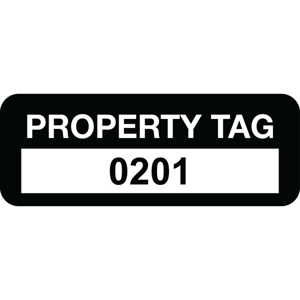 Lustre-Cal Property ID Label PROPERTY TAG Polyester Black 2in x 0.75in Serialized 0201-0300, 100PK 253744Pe1K0201 - main